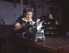 A young woman employee of North American Aviation, Incorporated..., Inglewood, Calif. , 1942. Creator: Alfred T Palmer