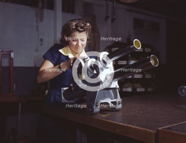 A young woman employee of North American Aviation, Incorporated..., Inglewood, Calif. , 1942. Creator: Alfred T Palmer.