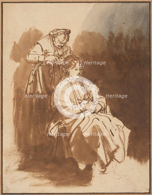 A Young Woman Having Her Hair Braided, ca 1637. Artist: Rembrandt van Rhijn (1606-1669)