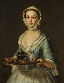 A young woman holding a tea tray (possibly Hannah, the artist's maid). Creator: Mercier, Philippe (1689-1760)