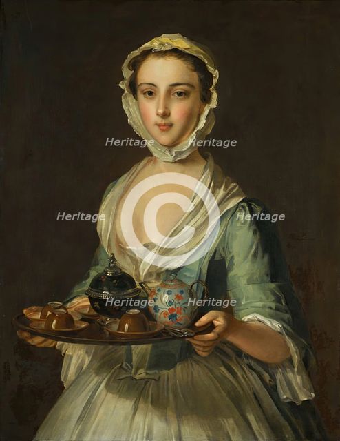 A young woman holding a tea tray (possibly Hannah, the artist's maid). Creator: Mercier, Philippe (1689-1760).