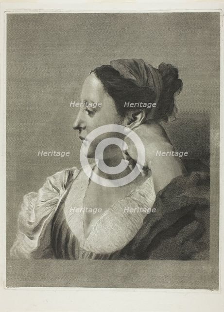 A Young Woman in Profile, 1750/59. Creator: Giovanni Marco Pitteri.