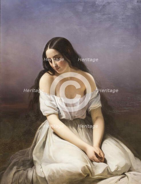 A young woman kneeling, 1839. Creator: Brune-Pagès, Aimée (1803-1866).