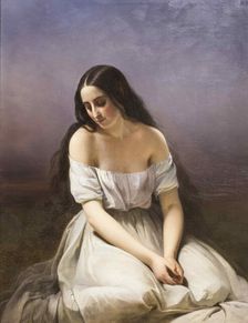 A young woman kneeling, 1839. Creator: Brune-Pagès, Aimée (1803-1866)