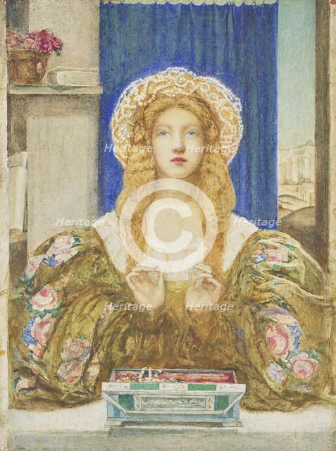 A young woman opening a jewel casket. Creator: Macallan Swan, Alice (1864-1939).