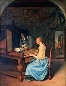 A Young Woman playing a Harpsichord c1659. Artist: Jan Steen
