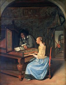 A Young Woman playing a Harpsichord c1659. Artist: Jan Steen