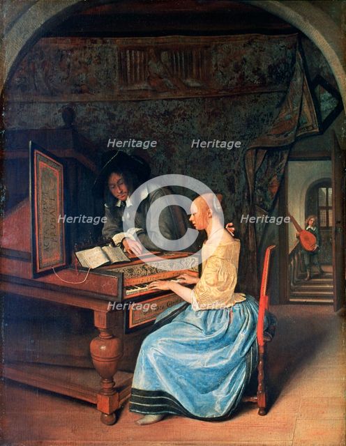 'A Young Woman playing a Harpsichord', c1659. Artist: Jan Steen