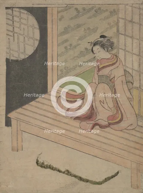 A Young Woman Seated upon the Engawa of a House, ca. 1765., ca. 1765. Creator: School of Suzuki Harunobu.