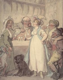 A young attractive woman is introduced to the pleasures of gin drinking, c1810. Artist: Thomas Rowlandson