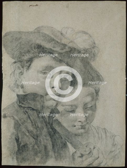 A Young Boy Wearing a Plumed Hat, and a Young Girl, 1735/40. Creator: Giovanni Battista Piazzetta.