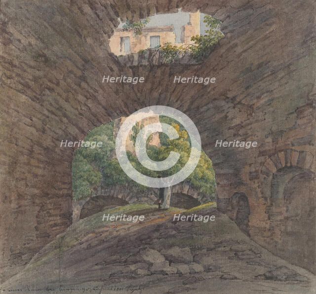 A Young Couple Viewing Ruins near Bingen, 1801. Creator: Christian Georg Schutz.