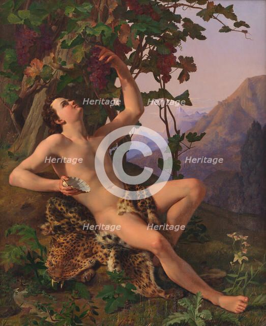 A young faun picking grapes, 1817-1830. Creator: Heinrich Eddelien.