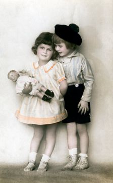 A young girl and boy, early 20th century
