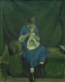 A Young Girl Sewing, 1915. Creator: Harald Giersing