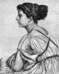 "A Young Greek Woman" by Edith Martineau, in the Exhibition at the Dudley Gallery, 1874. Creator: Unknown