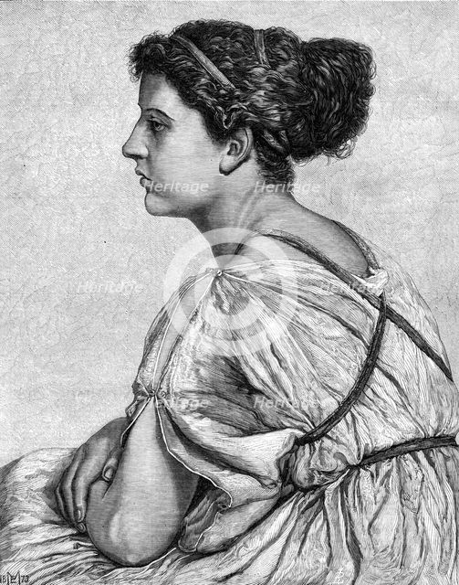 "A Young Greek Woman" by Edith Martineau, in the Exhibition at the Dudley Gallery, 1874. Creator: Unknown.