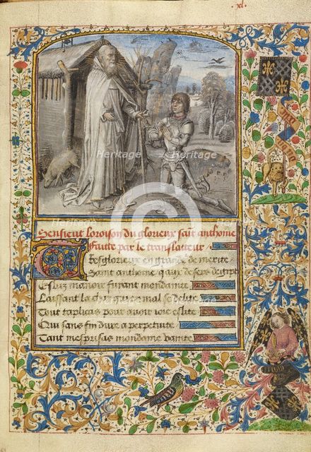 A Young Knight in Armour Kneeling in Prayer before Saint Anthony, about 1465-1470. Creator: Dreux Jean.