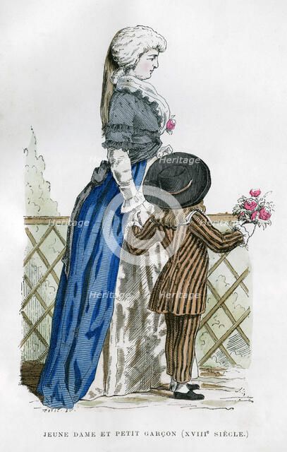 A young lady and a boy, 18th century (1882-1884). Artist: Unknown