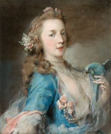 A Young Lady with a Parrot, c.1730. Creator: Rosalba Giovanna Carriera