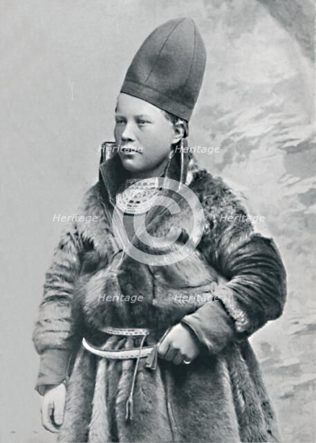 A young Laplander in winter costume, 1912. Artist: Oscar Olsson.