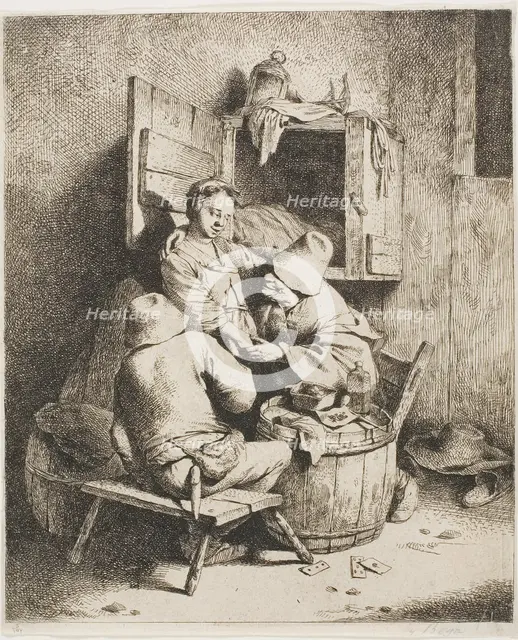 A Young Man Caressing the Young Hostess, c.1650. Creator: Cornelis Bega.
