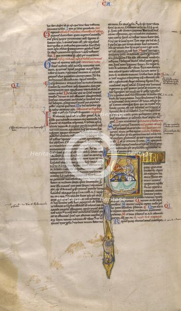 A Young Man and Woman Eating; Decretum, about 1170-1180. Creator: Unknown.