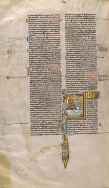 A Young Man and Woman Eating; Decretum, about 1170-1180. Creator: Unknown