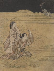 A Young Man and Woman in the Moor of Musashino; Parody of the Akuta River episode o..., ca. 1765-66