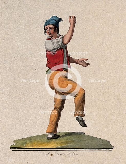 A young man dancing the tarantella. Creator: Unknown.