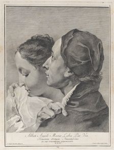 A young man embracing a girl, 1743. Creator: Giovanni Cattini
