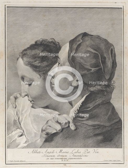 A young man embracing a girl, 1743. Creator: Giovanni Cattini.