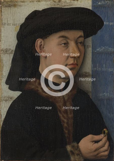 A Young Man holding a Ring, c. 1450. Artist: Eyck, Jan van, (School)  