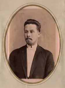 A young man in a civilian suit, late 19th cent - early 20th cent. Creator: PA Milevskii