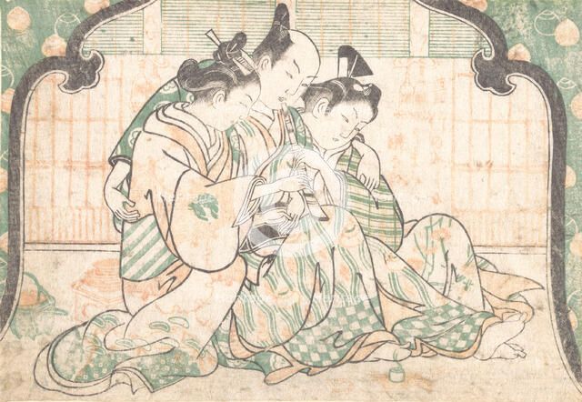 A Young Man Seated between Two Women, ca. 1749., ca. 1749. Creator: Okumura Masanobu.