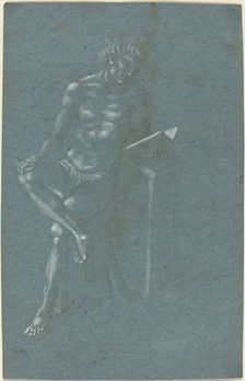 A Young Man Sitting on a Stool Reading a Book (recto); The Fall of Man (a fragment...(verso), c1450. Creators: Unknown, Domenico Veneziano