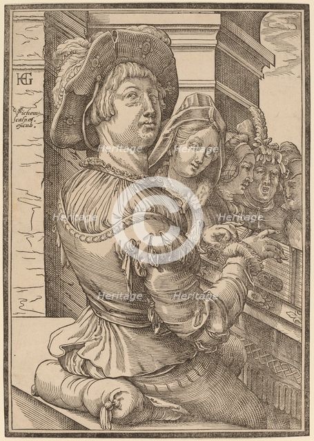 A Young Man Playing a Psalterium, c. 1600. Creator: Christoffel van Sichem I.