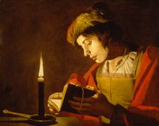 A Young Man Reading by Candlelight, c.1630. Creator: Matthias Stomer