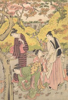 A Young Man, Two Young Women and a Girl at a Picnic Party, ca. 1789. Creator: Katsukawa Shuncho