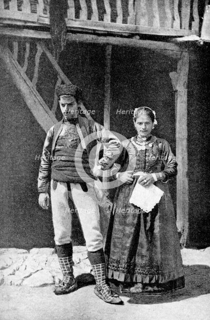 A young married couple, Macedonia, 1922.Artist: HB Crook