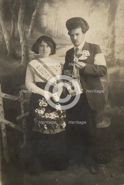 A young married couple, participants in the 'To Fight Consumption' campaign, 1913. Creator: Unknown.