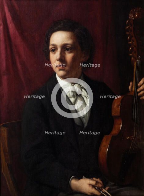 A young musician with his violin. Portrait of F. Rung (1854-1914), c1869. Creator: Holger Roed.