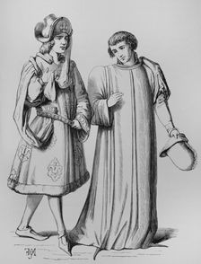 A young nobleman and a bourgeois in the 14th century, France, 1878. Creator: Unknown