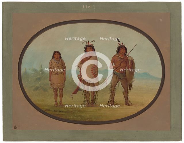 A Yuma Chief, His Daughter, and a Warrior, 1855/1869. Creator: George Catlin.