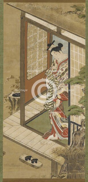 A yujo with a pipe, Edo period, 18th century. Creator: Unknown.