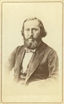 A Aksakov, half-length portrait, facing front, between 1880 and 1886. Creator: Unknown