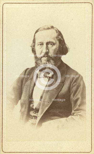 A Aksakov, half-length portrait, facing front, between 1880 and 1886. Creator: Unknown.