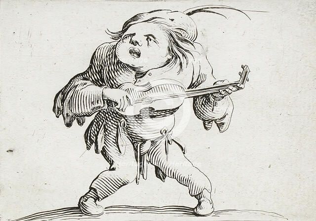 A Bandy-Legged Man Playing the Guitar, 1616. Creator: Jacques Callot.