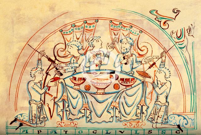 A banquet, 11th century (1892). Artist: Unknown