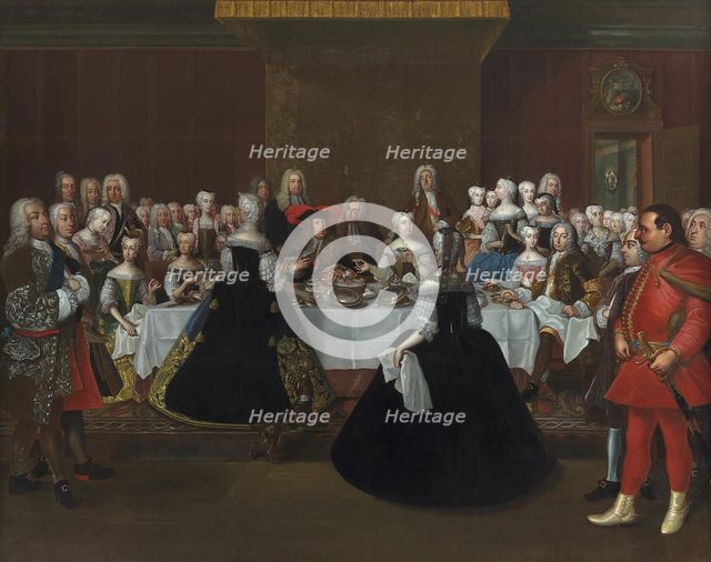 A Banquet at the Court of the German Emperor Charles VI, 1739-1743. Creator: Johann Salomon Wahl.